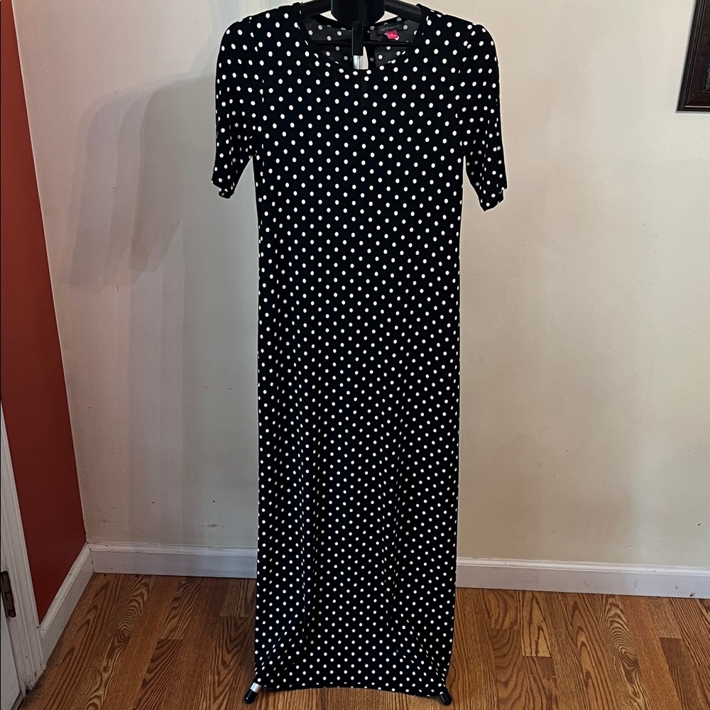 NWOT Vince Camuto Black and White Polka Dot Maxi Dress - Picture 5 of 11